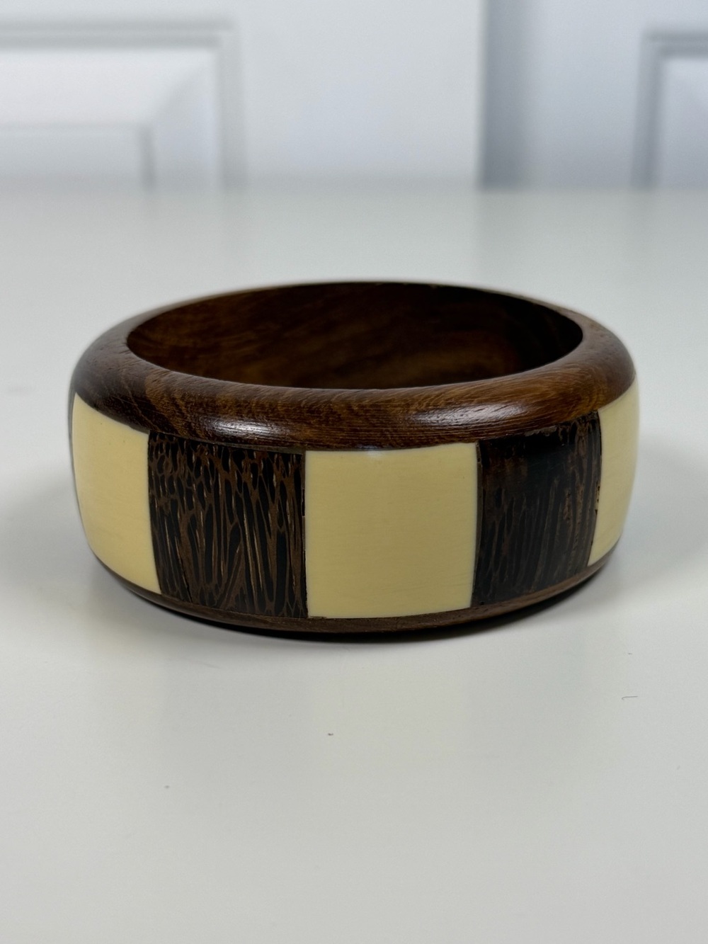 Tribal Wood Inlay‎ Bangle Bracelet